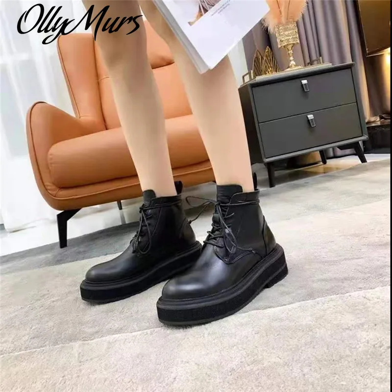 

Роскошные брендовые туфли ollywalls, большие туфли, женская обувь, женские кожаные туфли на платформе со шнуровкой для водного стола, Повседневн...