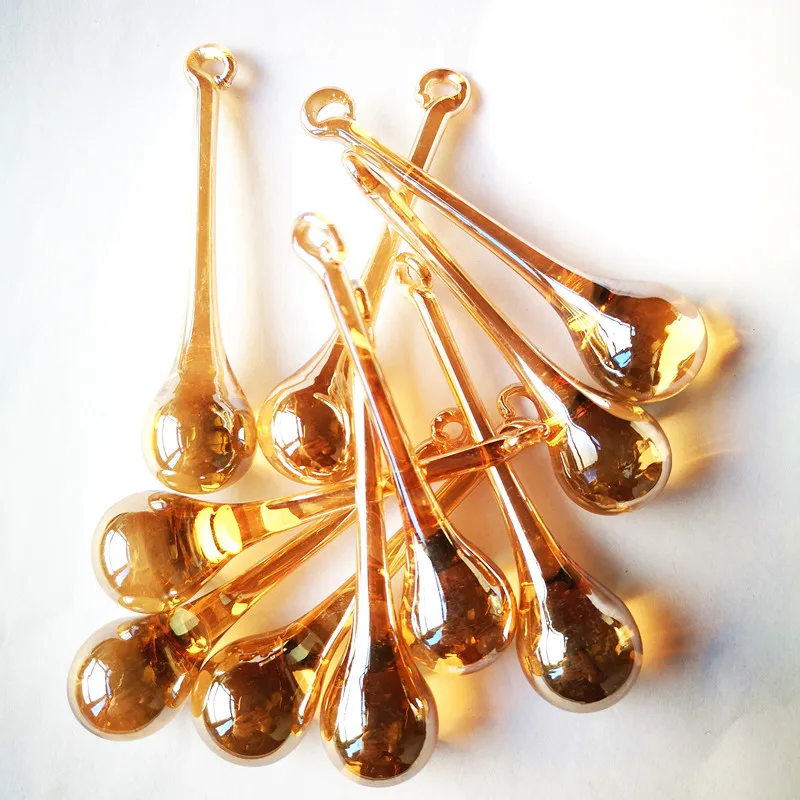 14 шт. 20*80 мм шампанское Высокое качество хрустальные подвески в виде капли дождя