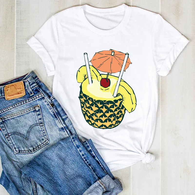 

Women Lady Pineapple Flower Fashion Cute Fruit Beach Ladies Summer T Tee Tshirt Womens Female Top Shirt Clothes Graphic T-shirt