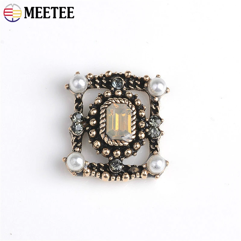 Meetee 10pcs Vintage Antique Gold Rhinestone Button Hand Jewelry Decoration Buckle DIY Crafts Sewing Accessories ZK043 | Дом и сад