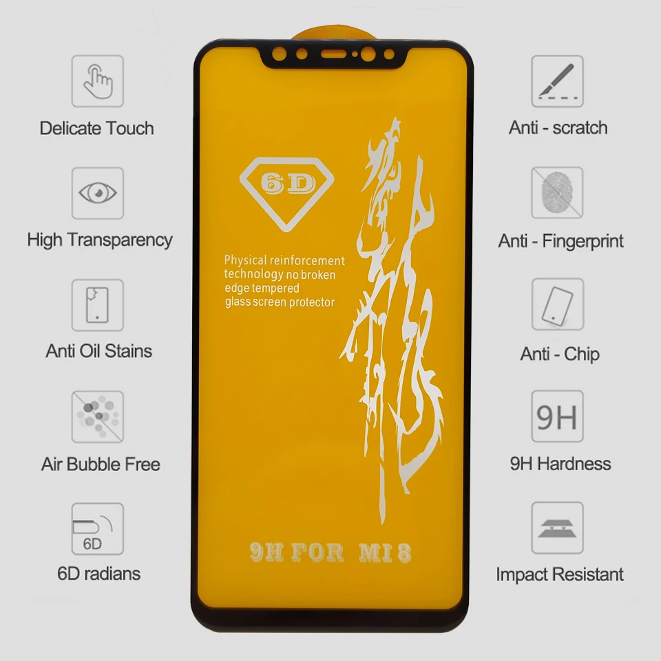 6D стекло для Xiaomi Redmi Note 7 6 Pro 5 4X Защитная пленка для экрана на Redmi 7A Note 7 5 6 Pro Закаленное защитное стекло для Xiaomi Mi 9 SE 8 A2 Lite A3 CC9 CC9E Mi 9 Защитное стекло Redmi Note 7 5 6 Защита экрана