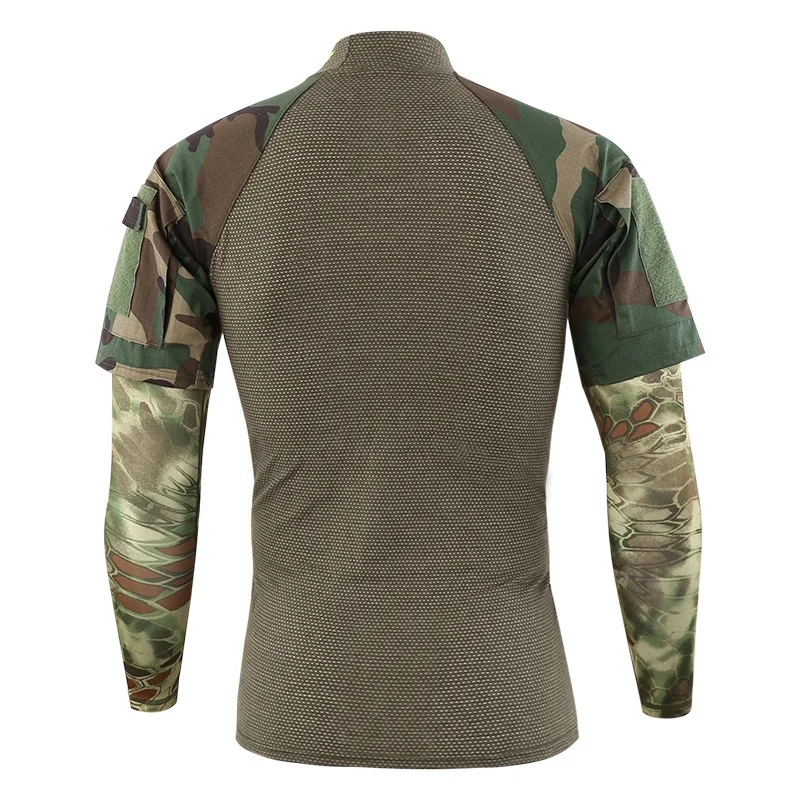 Уличная тренировочная Военная камуфляжная тактическая рубашка с рукавом летние