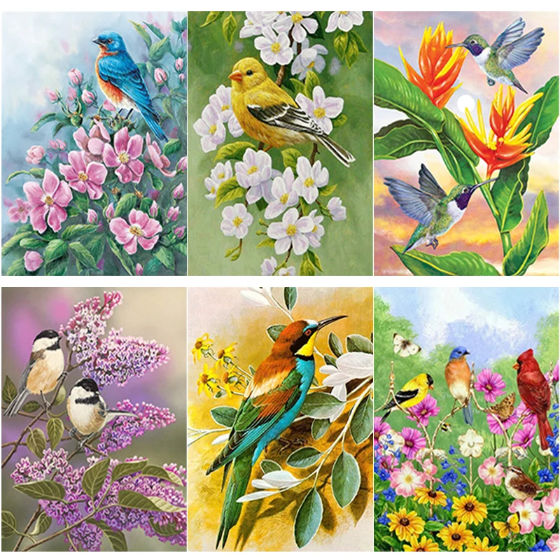 

New 5D DIY Diamond Painting Flowers Birds Diamond Embroidery Animals Cross Stitch Full Square Round Drill Home Decor Manual Gift