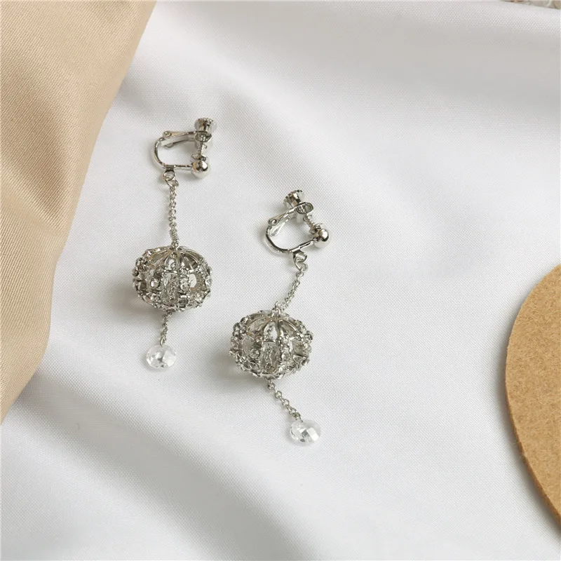 

Earrings for Women Silver Circle Earrings Pendant Temperament Long Tassel U-shaped Spiral Clip Without Ear Hole Hoop Earrings