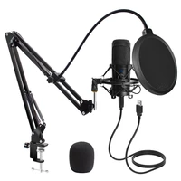 USB Microphone Condenser D80 Recording Microphone with Stand and Ring Light for Karaoke Streaming Podcasting for Youtube