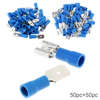 100pcs blue femalemale insulated spade wire connector electrical crimp terminal