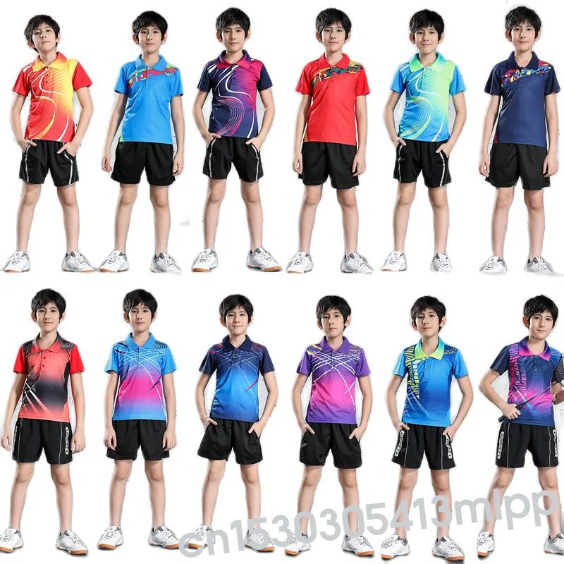 

Новые спортивные костюмы для бадминтона для девочек, футболка для бадминтона + шорты, теннисная рубашка и шорты, детские комплекты для пинг-...