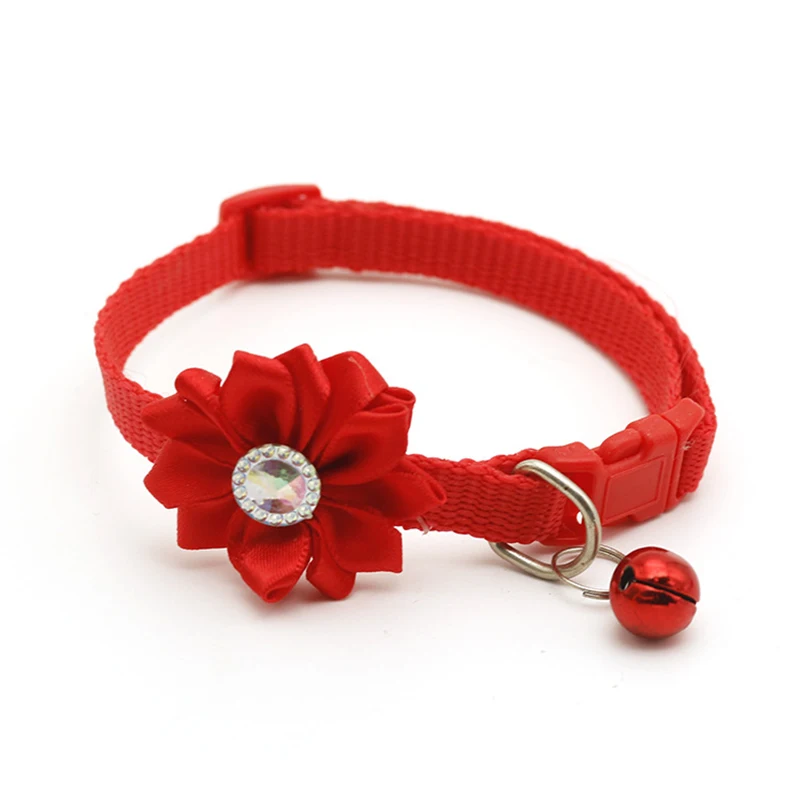 

Pet Adjustable Necklace, Crystal Flower Bells, Cat And Dog Necklace, Convenient Clasp, Cat And Dog Necklace