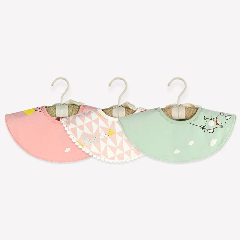 Baberos de algod&oacute;n de cuello redondo para beb&eacute;, 360 grados, impermeables, con dibujos animados-0
