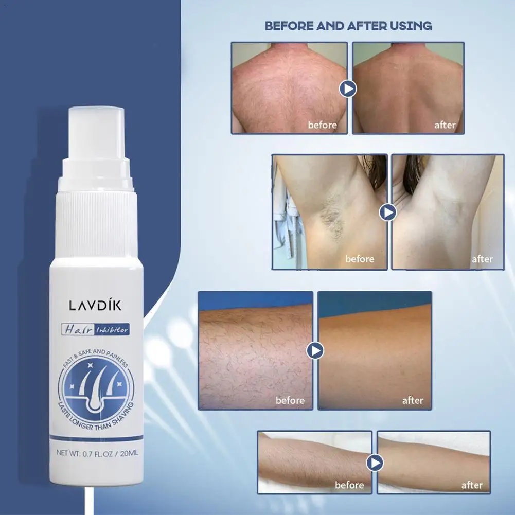 

Hair Remover Growth Inhibitor Face Removal Cream Spray Beard Bikini Intimate Face Legs Body Armpit Painless Permanant