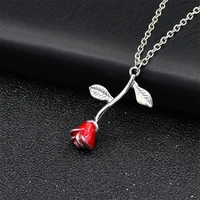 elegant women alloy rose flower pendant necklace casual engagement wedding party plated flower necklace jewelry