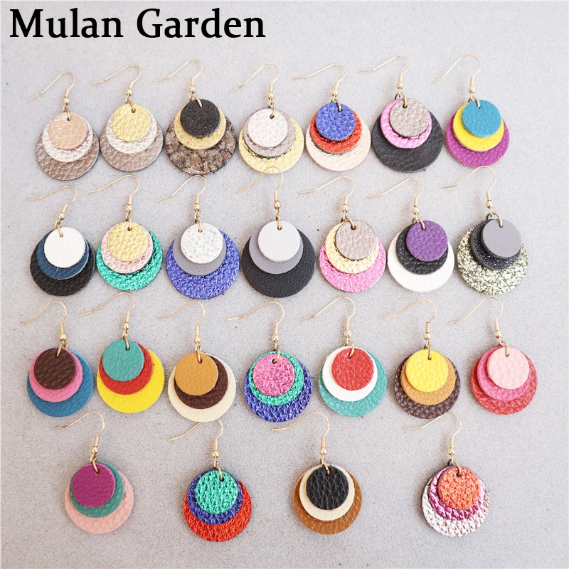 Серьги M & G из натуральной кожи блестящие Круглые Подвесные серьги модные