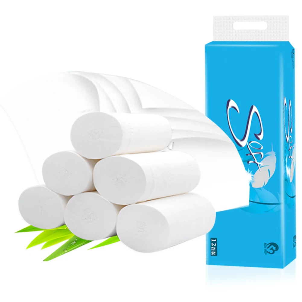 

Newly 12 Roll Toilet Paper Bulk Rolls Bath Tissue Bathroom White Soft 4 Ply for Home New S66