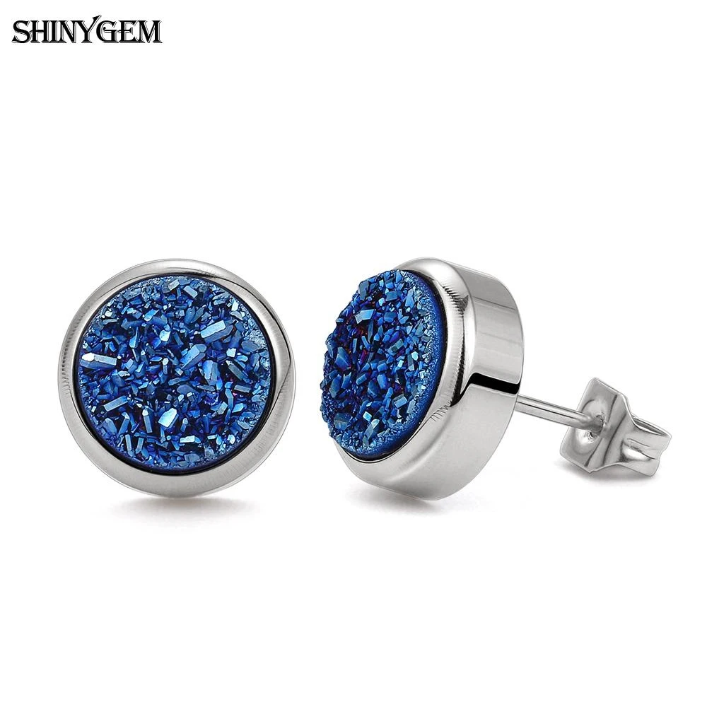 Женские круглые серьги гвоздики из нержавеющей стали ShinyGem 6 мм 10