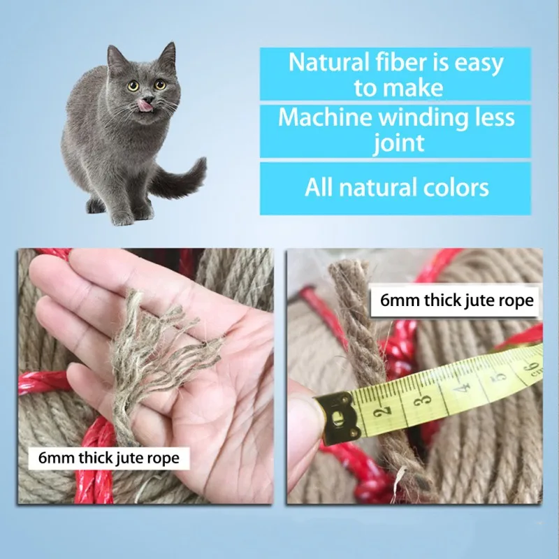 

Cat Natural Sisal Rope for Scratching Post Tree Replacement Hemp Rope for Repairing Recovering DIY Scratcher 6mm/8mm Diameter