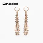 Висячие серьги из розового золота 585 пробы для женщин и девушек, Геометрическая висячая цепочка, висячие серьги из ниток Huggie, свадебные модные ювелирные изделия DGE270