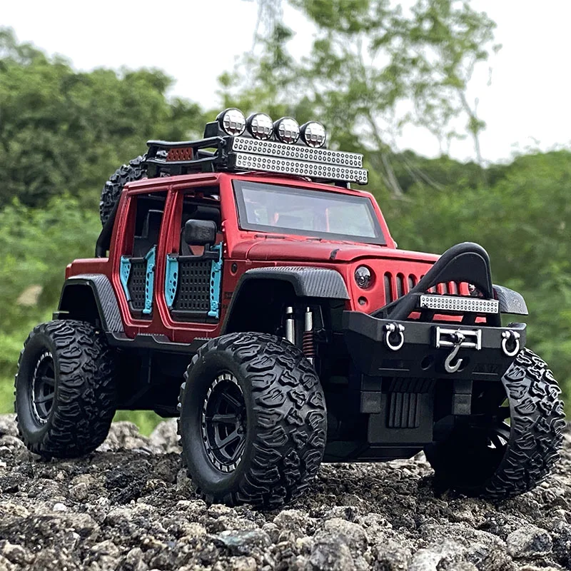 

1:24 Jeeps Wrangler Big Tyre Refit Pickup Off-road Vehicle Alloy Model Diecast Metal Toy Car Model Collection Childrens Toy Gift