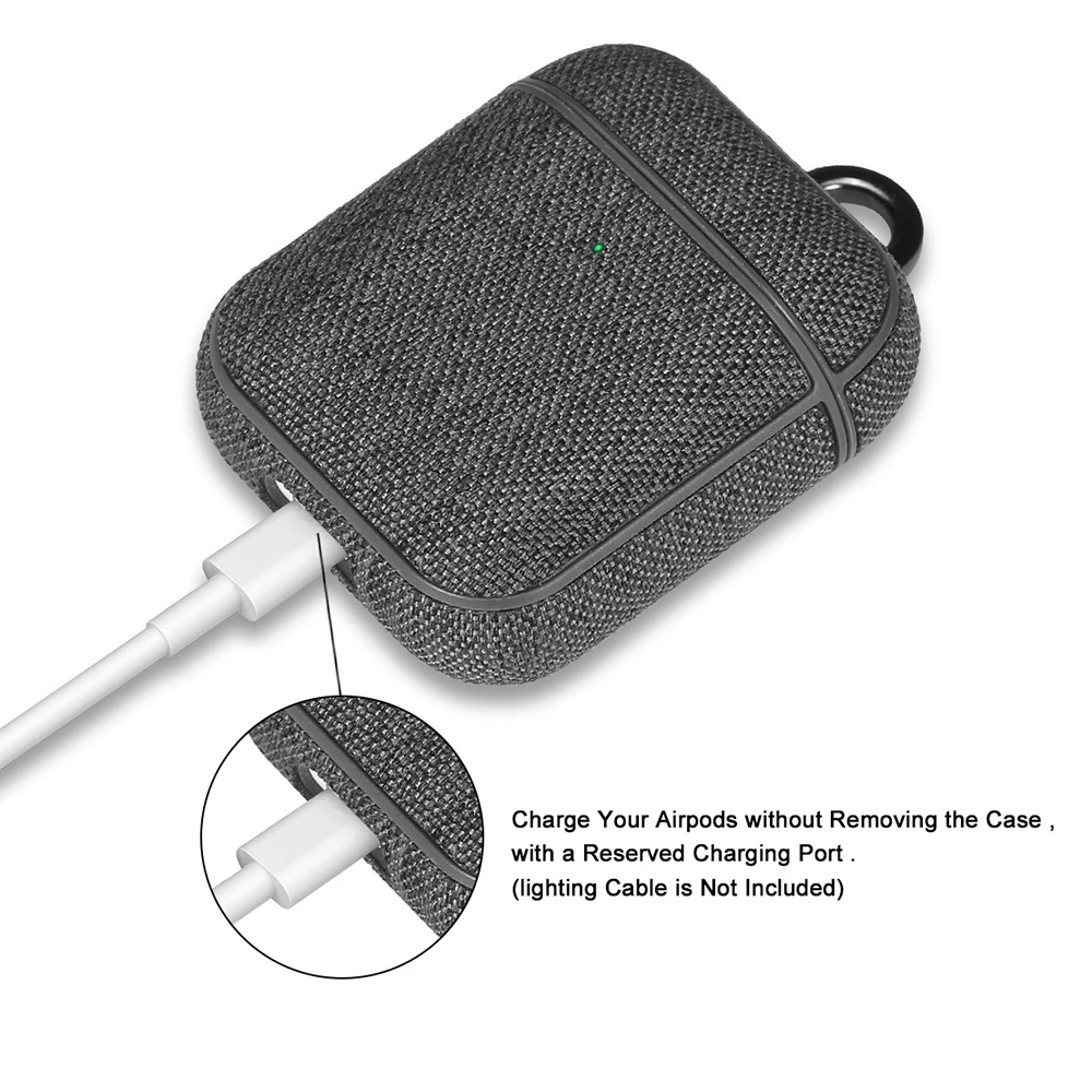 

Luxury Cases For Airpods 1 2 Canvas Cloth Texture Wireless Earphone Cover For Airpods 2 1 Headset for Air pods 2 Capas With Hook