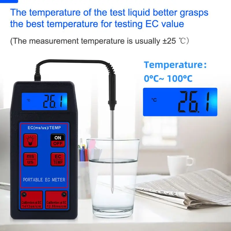 

Newest EC-8423 Digital EC Meter 2 in 1 TEMP EC Tester Conductivity Meters Water Quality Test Tool for Pool Drink Water A