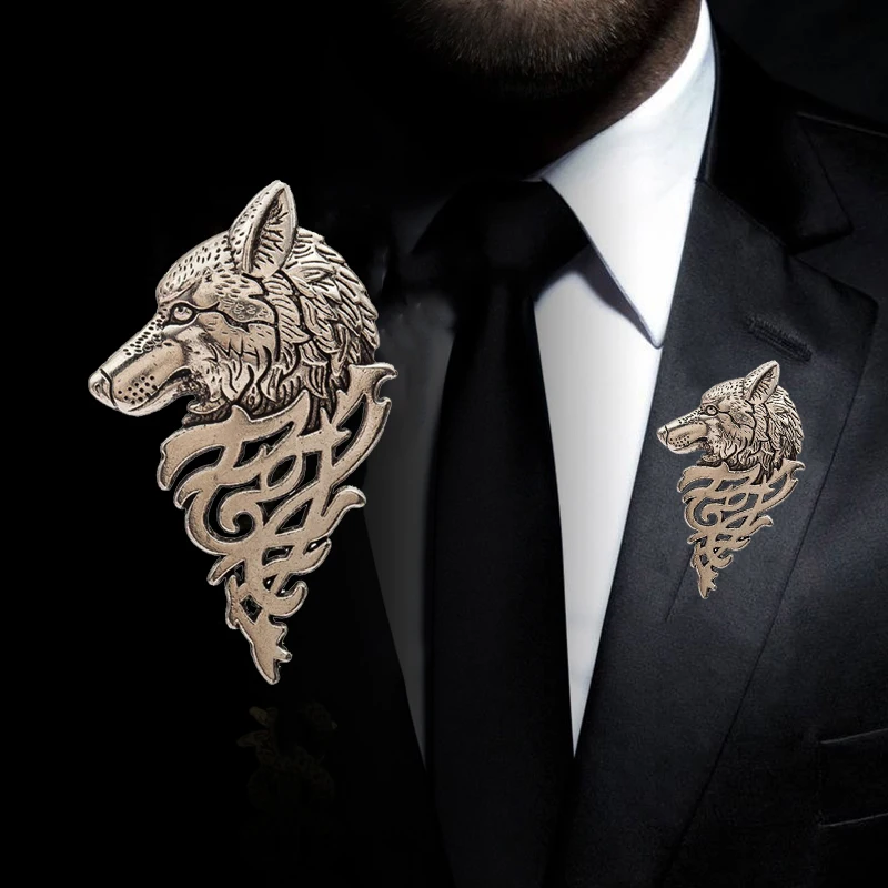 Ретро брошь в виде волка винтажный панк воротник булавки значок Броши кнопка для