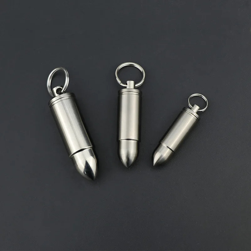 

2021 Titanium Alloy Seals Canister Bullet Shape Bottle EDC Outdoor Tool Keychain to Boyfriend Gift
