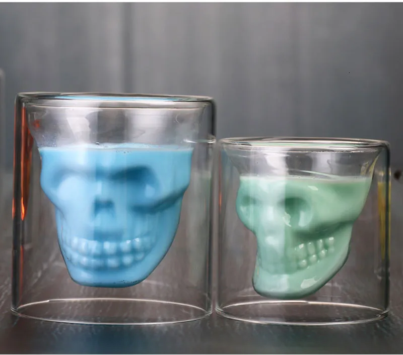 Креативная двойная винная бокал кружка с черепом Хрустальная пива виски