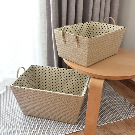 

2pcs Japanese Large laundry basket Storage basket PP woven storage box with cotton liner Clothing toys home 46*36*25cm