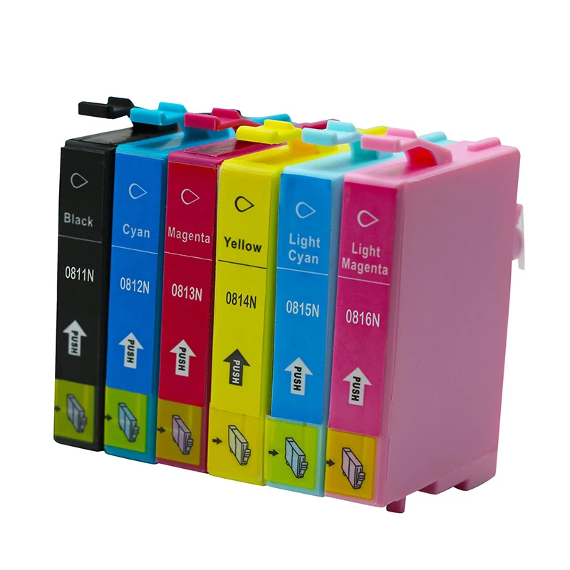 Совместимый чернильный картридж для принтера Epson T0811 0812 0813 Stylus photo 1410 R270 R390 RX590 R290