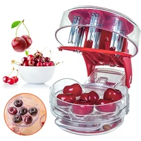 6 hole cherry corer with container kitchen gadgets tools novelty super cherry pitter stone corer remover
