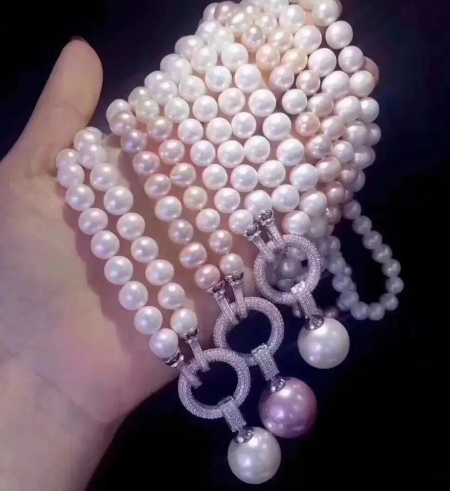 &gt Благородные Ювелирные изделия натуральный 9 10 мм пресноводный жемчуг Ожерелье