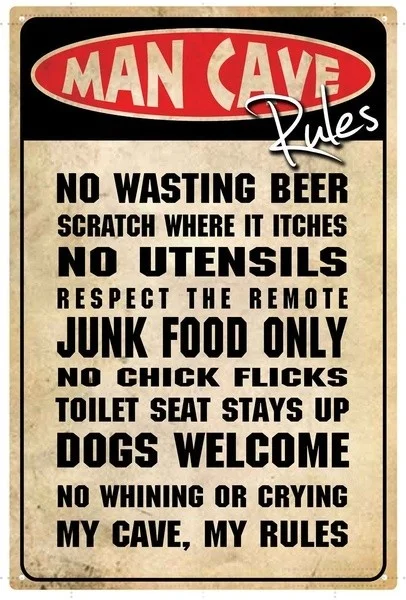 

Metal sign wall sign wall decorative plaque art collection Man Cave Rules Rustic Tin Sign