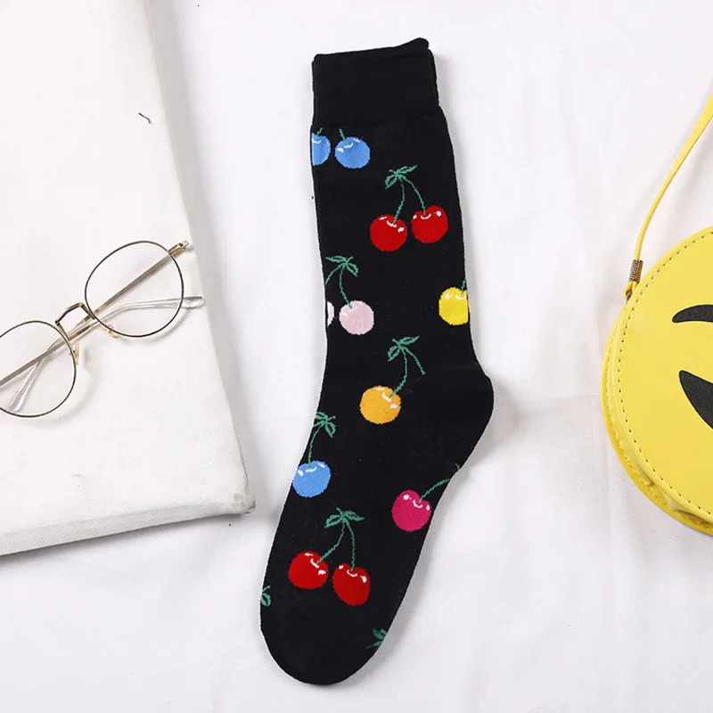 6 Pairs 16 6 пар/лот, забавные носки с фруктами, вишня, лимон, ананас, хлопковые цветные носки для женщин и мужчин, унисекс, осенние носки - Цвет: 6 Pairs 16