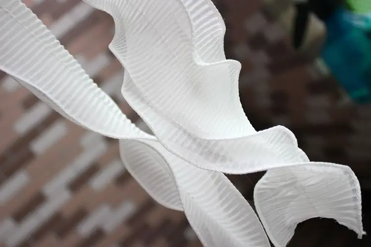 Двухслойная шифоновая плиссированная кружевная тесьма 4 метра ширина 7 см сумка