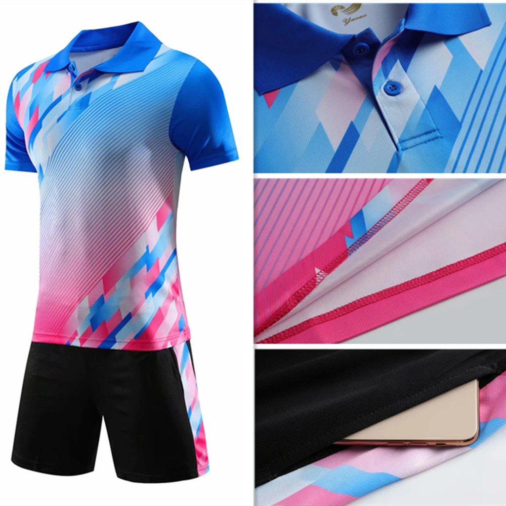 Теннисная рубашка с отложным воротником для детей и взрослых комплект