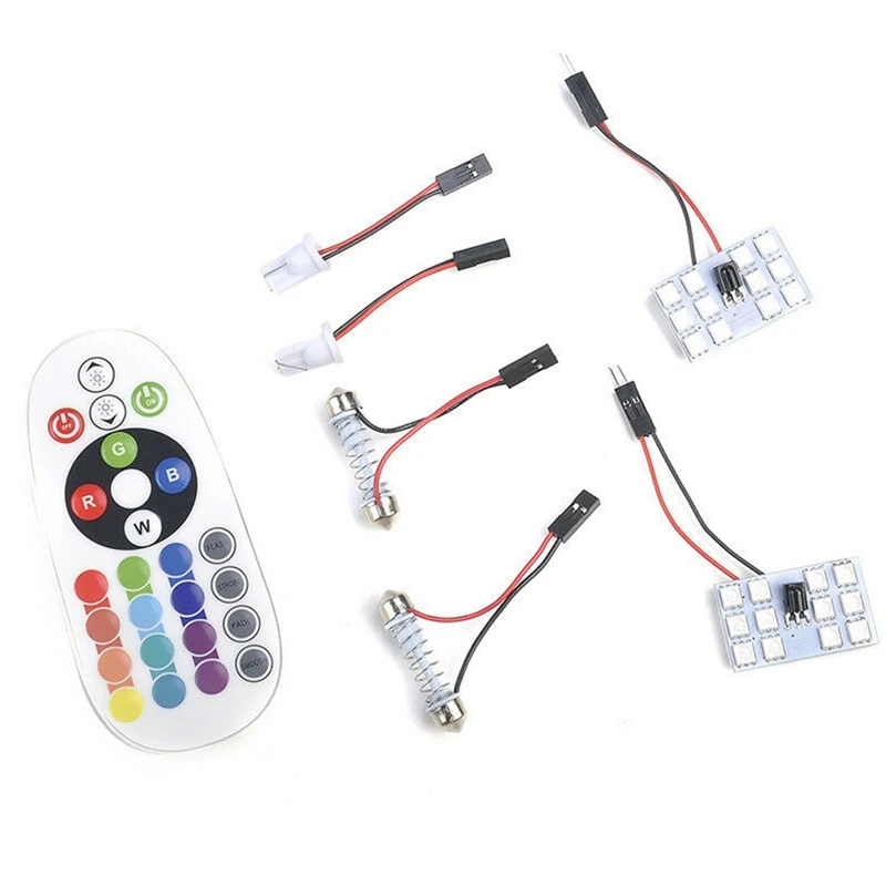 2 шт. RGB светодиодный светильник на крышу автомобиля e T10 5050 12SMD лампа для чтения с