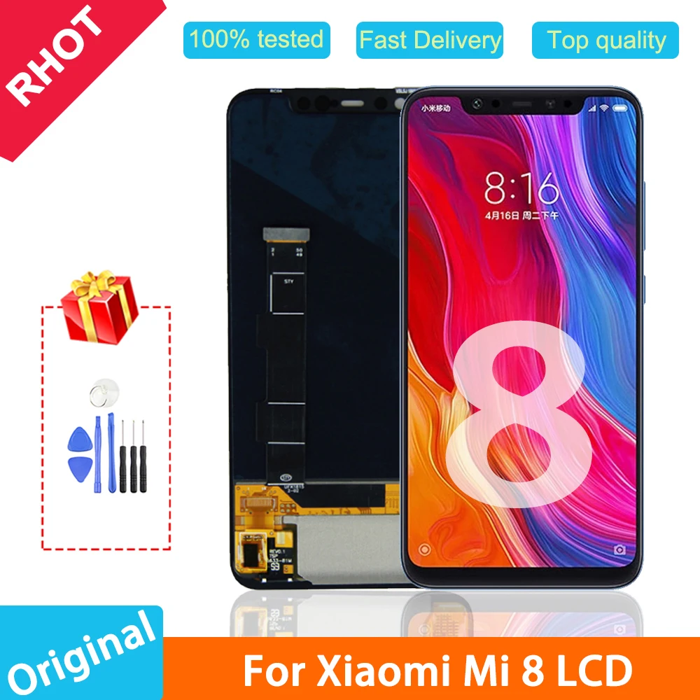 100% протестированный Оригинальный ЖК дисплей 6 21 дюйма для Xiaomi Mi 8 сенсорный экран