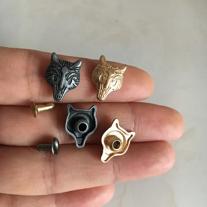 Новое поступление! Золотые лисички заклепки, 11*14 мм модные DIY металлические заклепки Шпильки, кожаные поделки, ботинки, ремень, сумки, шляпа украшения 100 набор