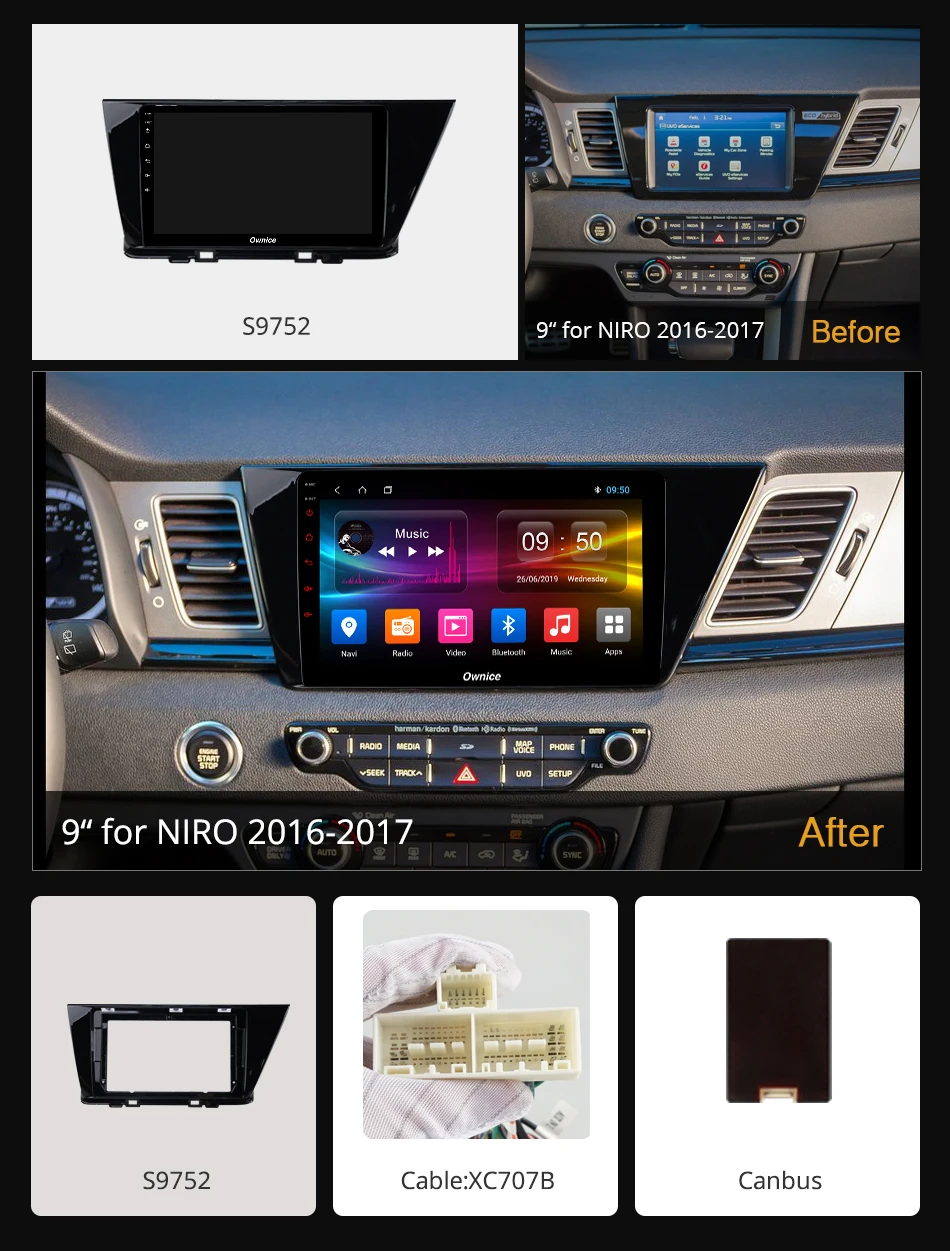Ownice k3 k5 k6 Android 9 0 Автомобильный DVD радио плеер для Kia Niro 2017-2018 Радио Стерео
