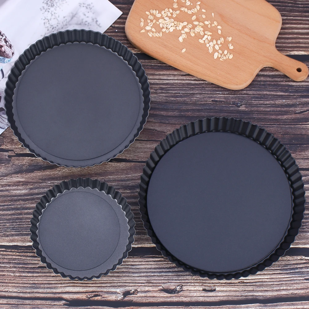 

6/8/9 Inch Non-Stick Tart Quiche Flan Pan Molds Pie Pizza Cake Round Mould Removable Loose Bottom Fluted Heavy Duty Bakeware