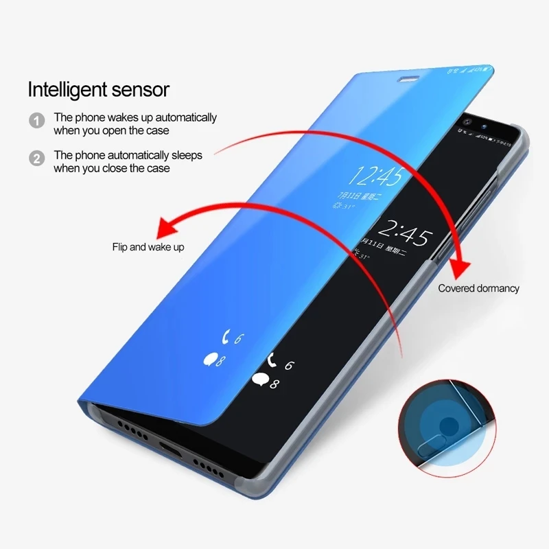 luxury smart mirror flip phone case for oneplus 9 8 7 pro support flip protective cases for oneplus nord 7t 6t 6 pro cover free global shipping