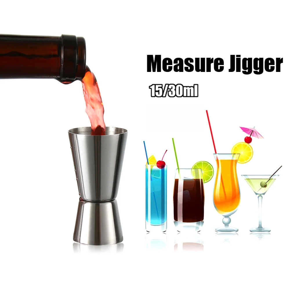 

15/30ml Stainless Steel Cocktail Soda Shaker Cup Dual Shot Drink Spirit Measure Jigger Kitchen Accessories For Bar Wine Whiskey
