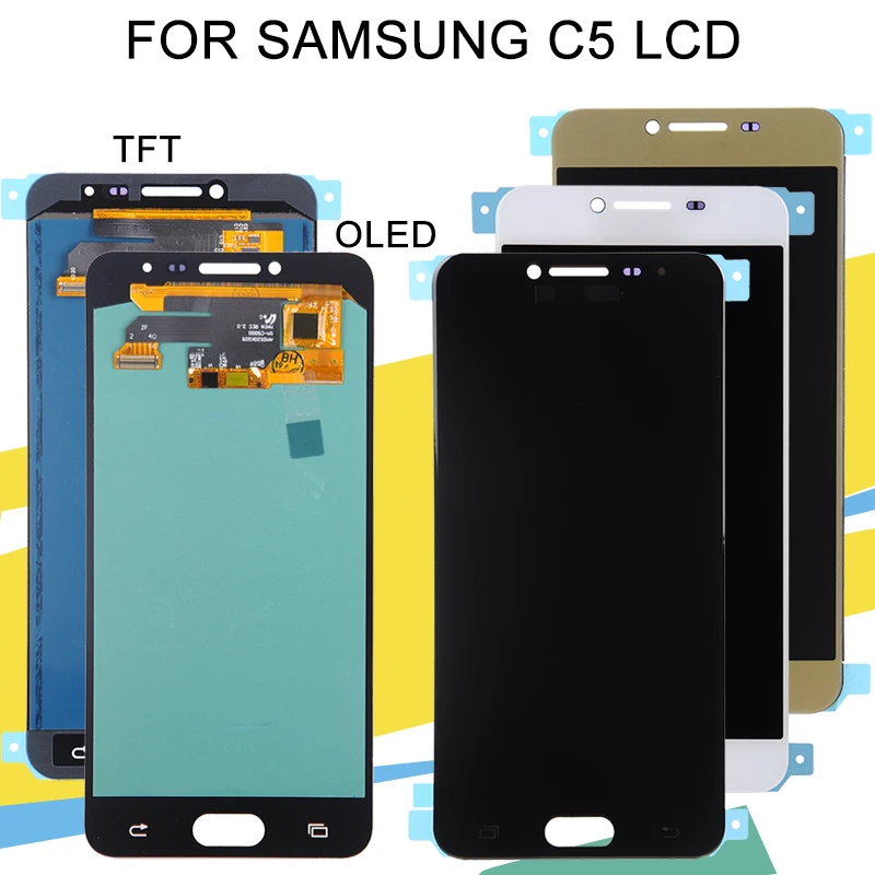 1 шт. HH для samsung Galaxy C5 lcd C5000 дисплей с сенсорным экраном дигитайзер Запасные части 5,2 дюймов C5 жк-дисплей+ Инструменты