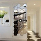 Зеркальные 3D наклейки на стену, домашний декор, шестиугольные украшения сделай сам, съемные Переводные картинки для гостиной, художественные украшения для дома, 12 шт.