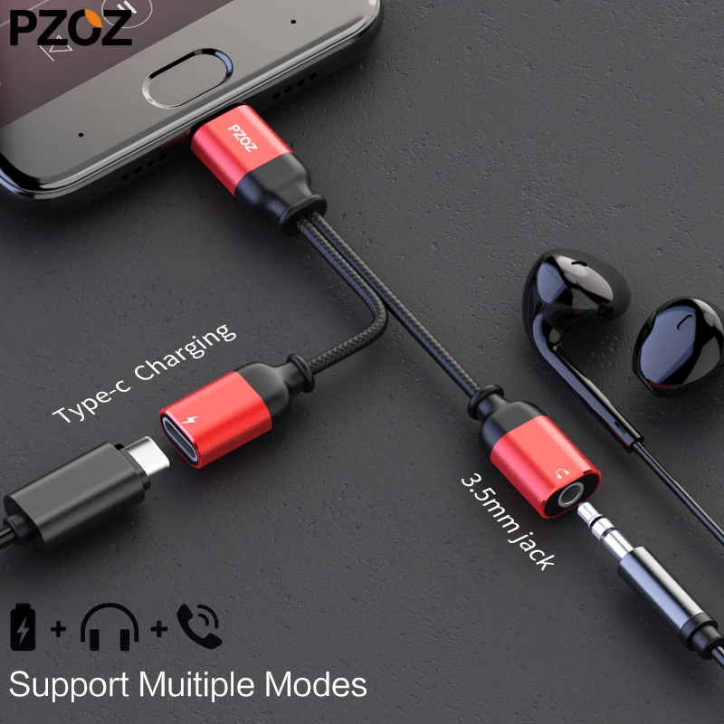 Кабель адаптер для наушников PZOZ USB Тип C штекер 3 5 мм AUX аудио Xiaomi Mi 6 6x Huawei P20 Mate 10 Pro
