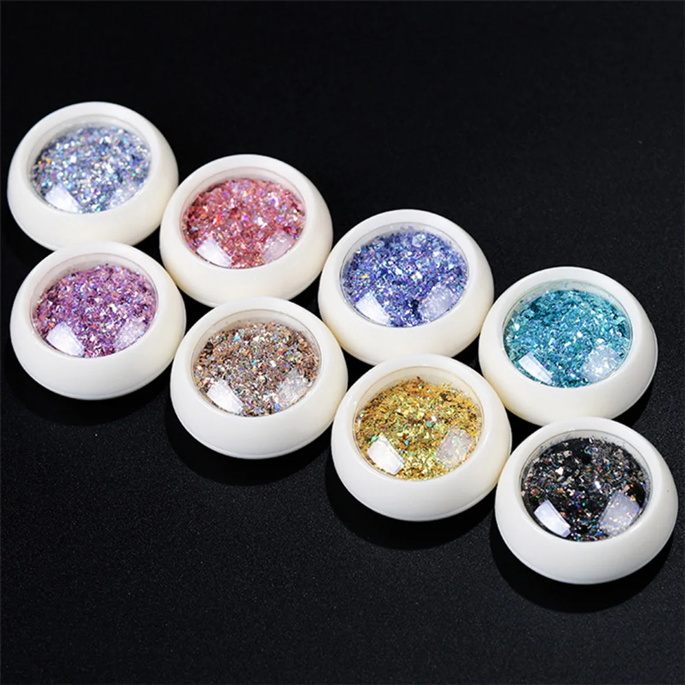 1jar 6 Colors Holo Laser Flakes Nail Sequins Holographic Glitter Powder Paillette Rose Gold Irregular Art Decorations Flake | Красота и