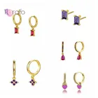 Серьги-кольца женские круглые из серебра 925 пробы с фианитами