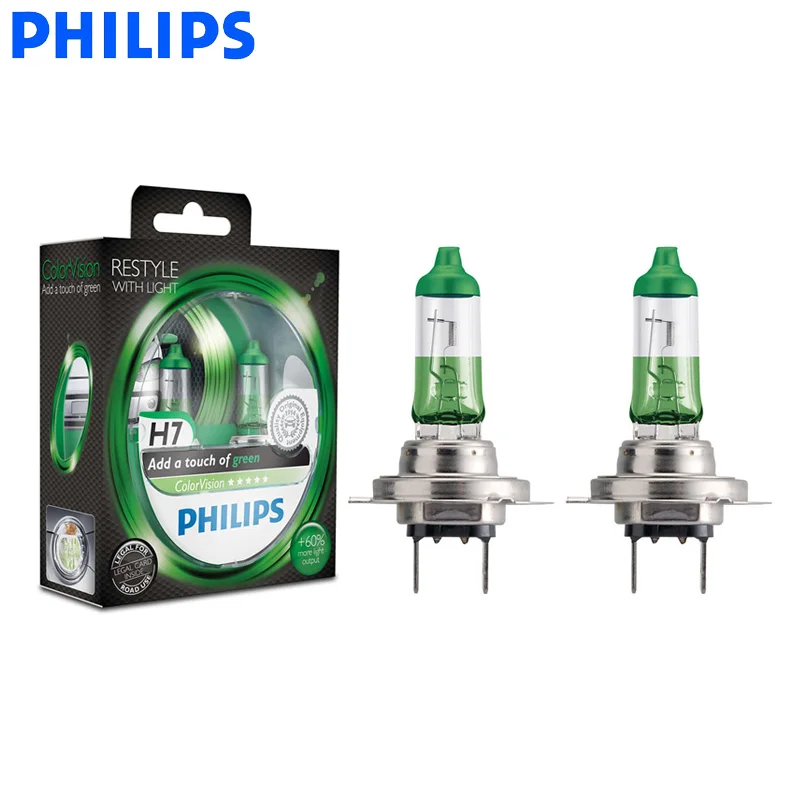 Лампы Philips H7 12 В с цветовым видением зеленые цветные лампы автомобисветильник
