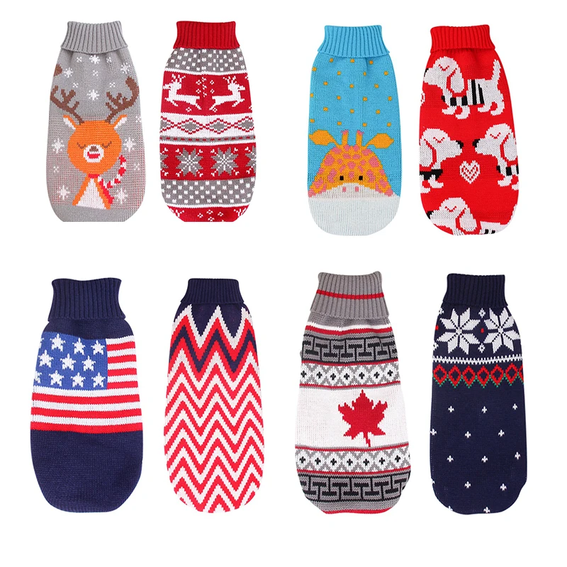 

12 цветов, одежда для собак, куртка для собак, пальто, Рождественская одежда с изображением щенка лося, свитер для маленьких средних домашних ...