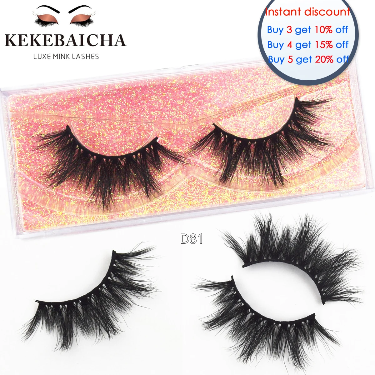 KEKEBAICHA 3D норковые ресницы ручной работы Многоразовые Накладные