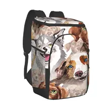 Large Cooler Bag Thermo Lunch Picnic Box Dog Wild Animal Watercolor Insulated Backpack Fresh Carrier Thermal Shoulder Bag